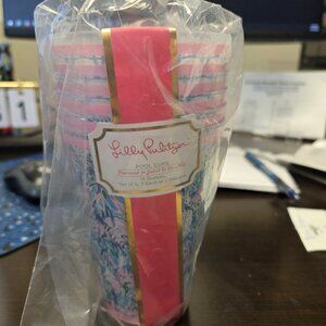 Lilly Pulitzer 6 Pool Cups-NWT-Featured in Soleil It On Me-2 Design-14oz-Plastic